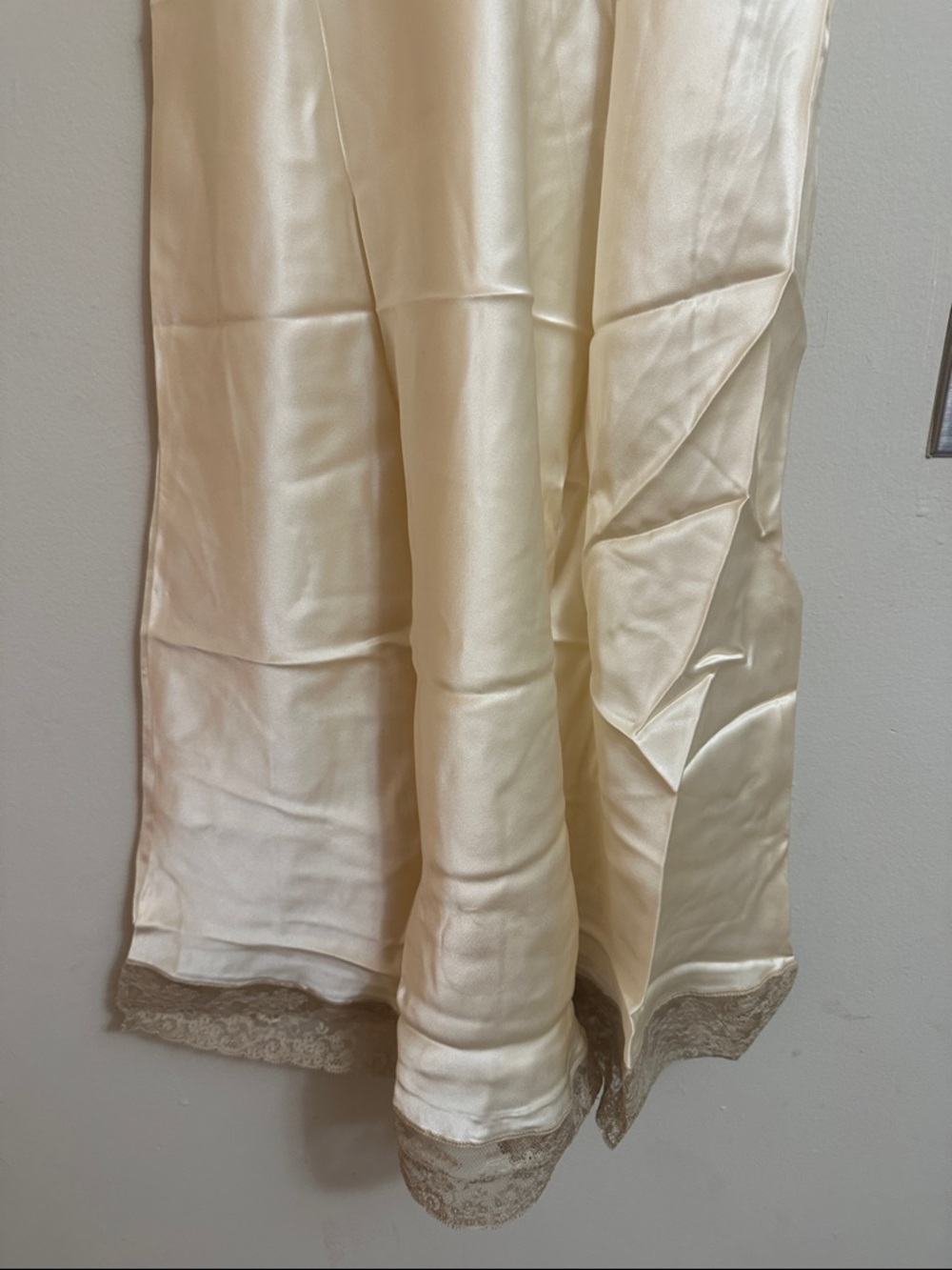 Vintage Silky Lace-Trim Slip Chemise in Cream by Fischer Lingerie - Picture 5 of 13